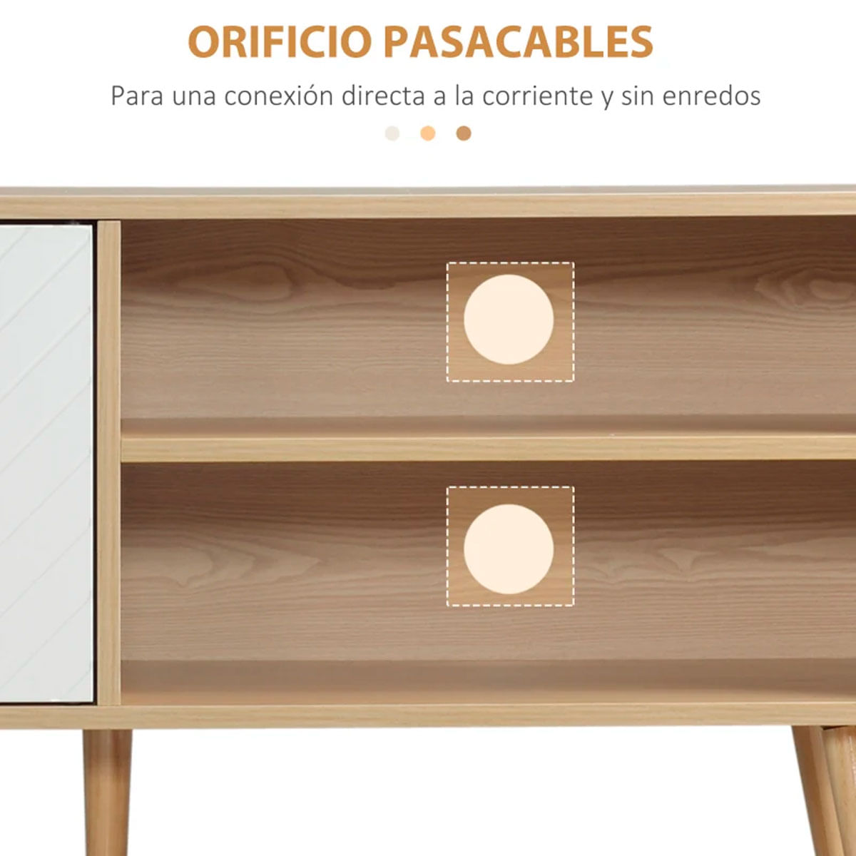 Mueble bajo de TV Venice Homcom 2 módulos + 2 puertas natural/blanco 48,8x110x39 cm 4