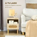 Mesita de noche Positano Homcom 1 módulo + 1 cajón en ratán natural 51x40x30 cm 3