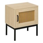 Mesita de noche Alicante Homcom 1 puerta efecto ratán natural 51x43x30 cm 2