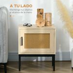 Mesita de noche Alicante Homcom 1 puerta efecto ratán natural 51x43x30 cm 3
