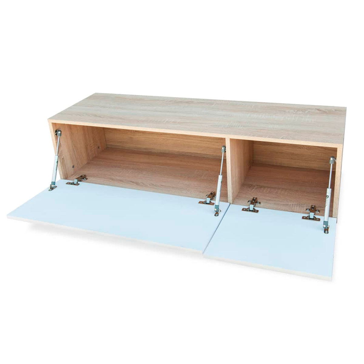 Mueble bajo de TV Suiza 2 puertas natural/blanco brillo 34x120x40 cm 3