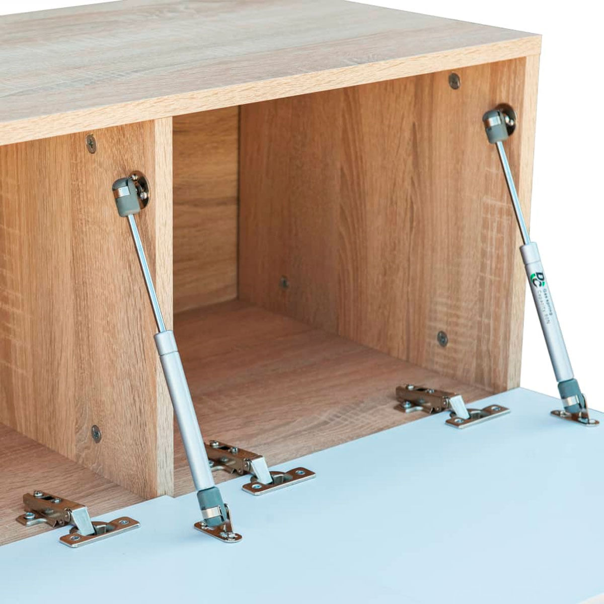Mueble bajo de TV Suiza 2 puertas natural/blanco brillo 34x120x40 cm 4
