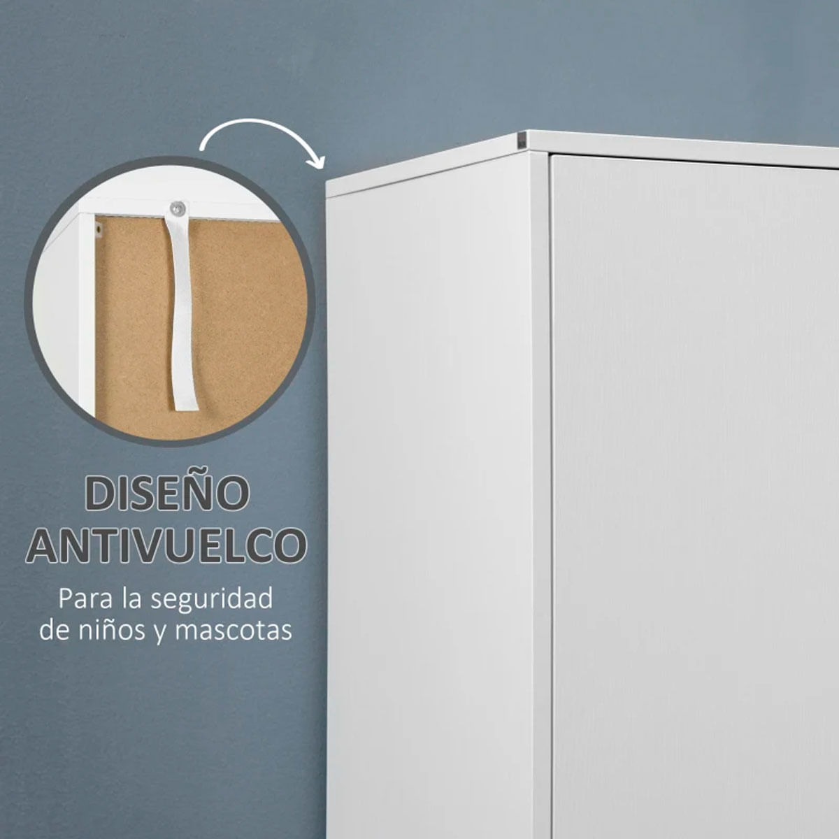 Armario Koshi Homcom 2 puertas + 2 cajones blanco/natural 180x80x50 cm 4