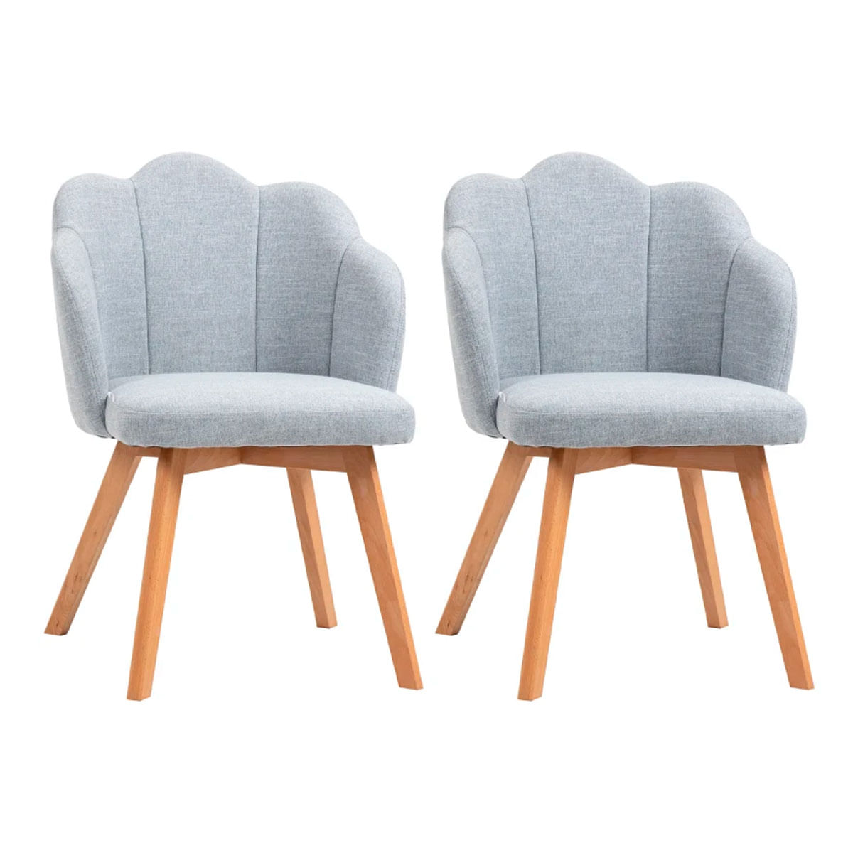 Pack de 2 sillas de comedor Talvi Homcom forma de concha gris/natural 82x58x60 cm 2