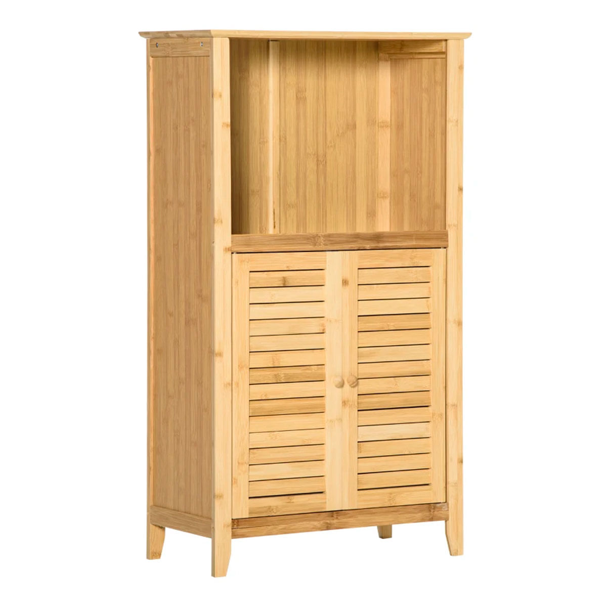 Mueble de baño Bamboo Homcom 2 puertas + 1 módulo natural 92x50x25,5 cm 2