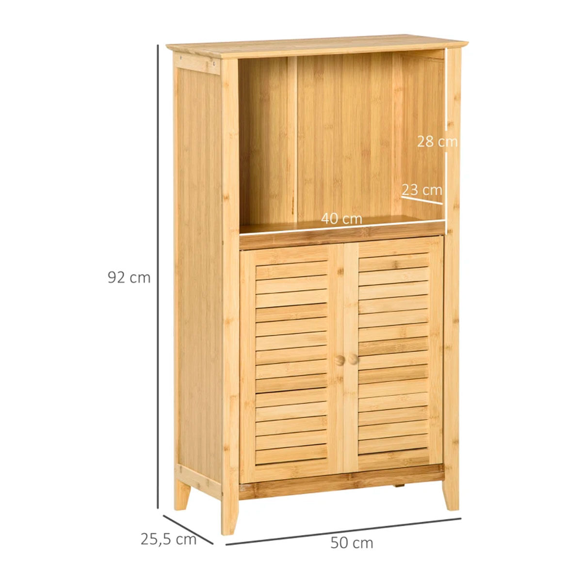 Mueble de baño Bamboo Homcom 2 puertas + 1 módulo natural 92x50x25,5 cm medidas