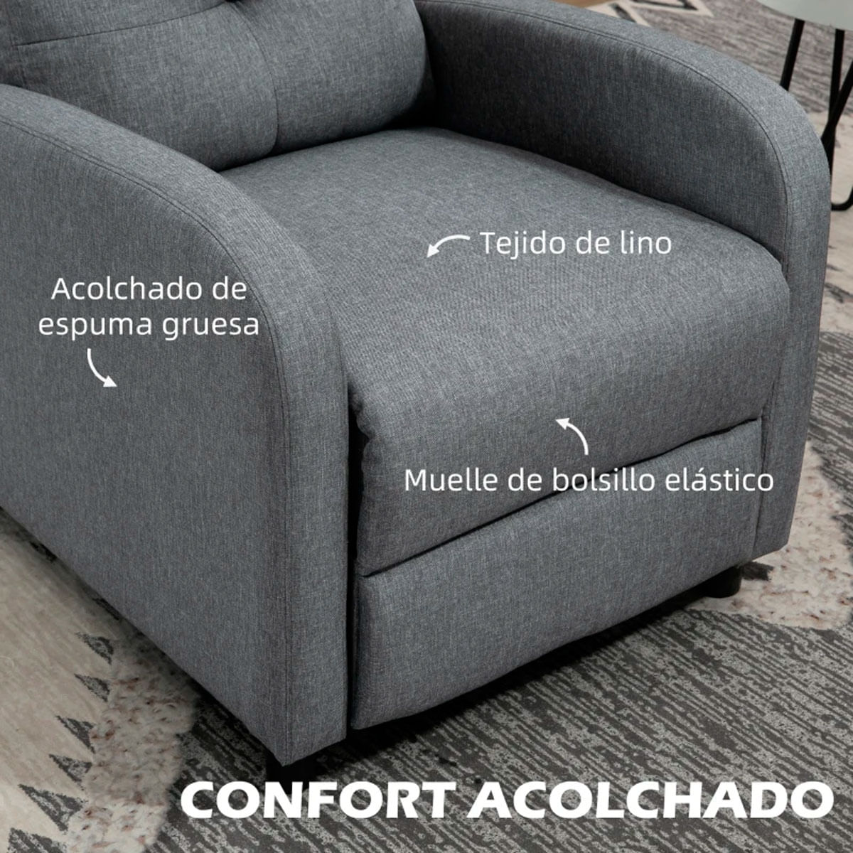 Sillón relax Maverick reclinable gris  5