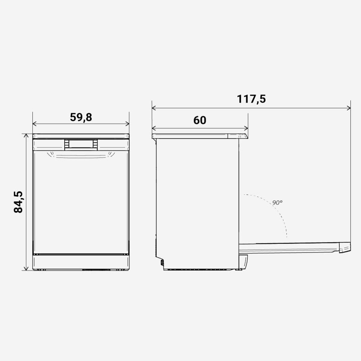 Lavavajillas Java 6060 Universal Blue 14 servicios 3 bandejas E blanco 59,8 cm medidas