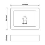 Lavabo Mosa cerámica diseño rectangular blanco mate 41 cm medidas
