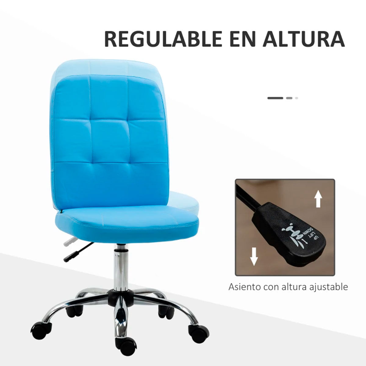 Silla de despacho Ocean Vinsetto símil piel altura regulable azul 90-100x45x59 cm 3