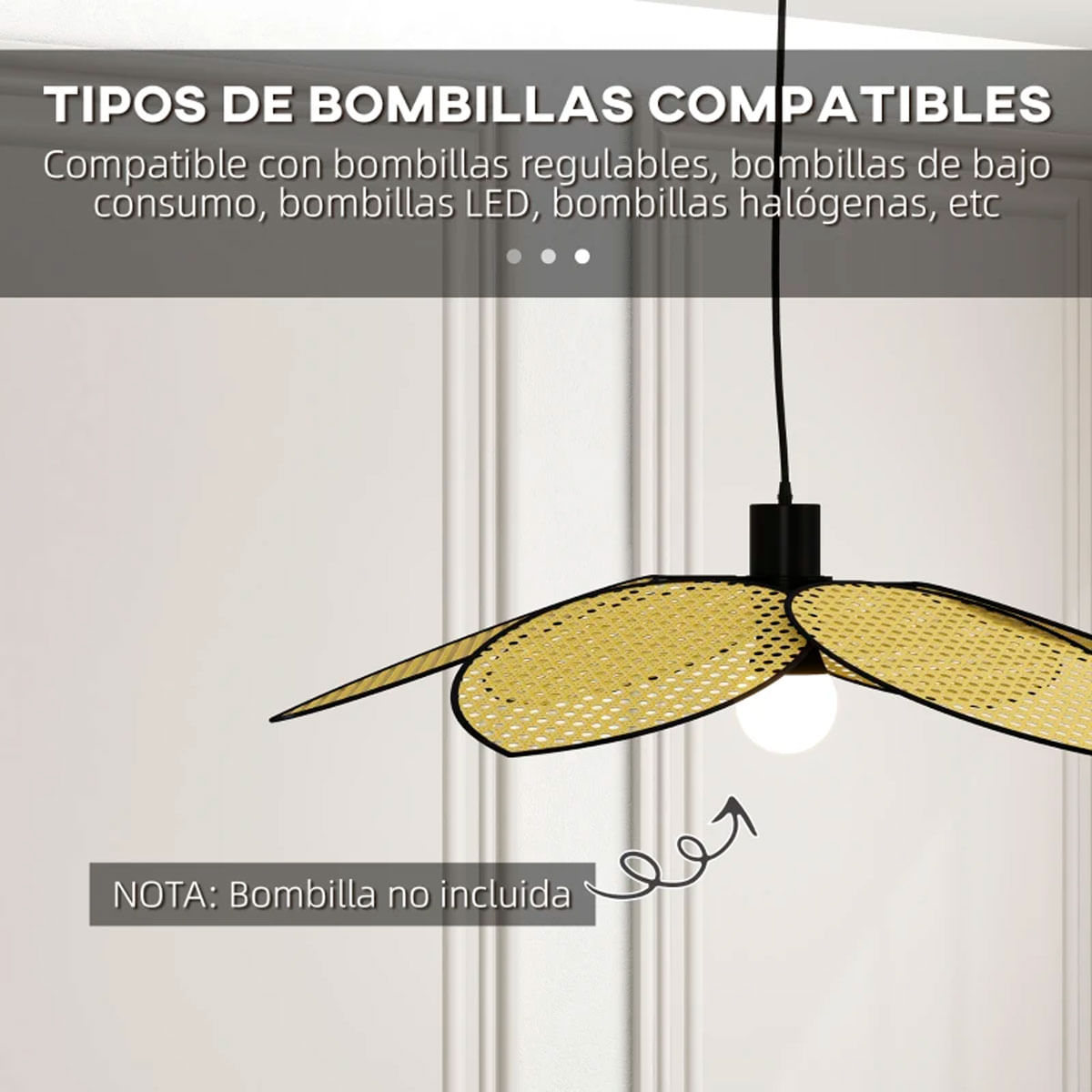 Lámpara de techo Flower Homcom 40W diseño colgante forma de flor natural  5