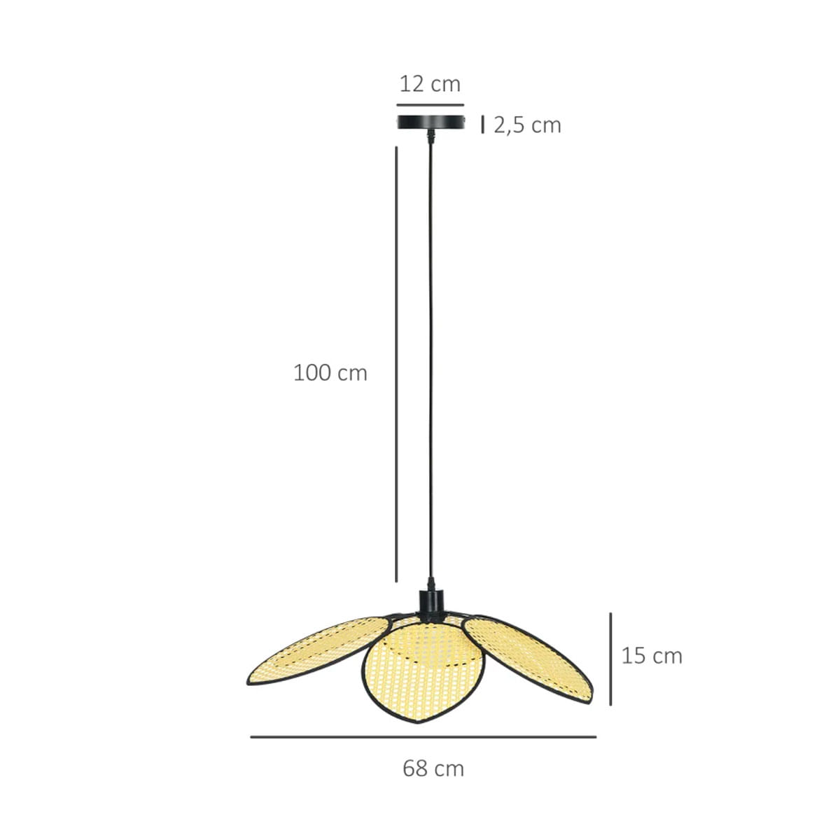 Lámpara de techo Flower Homcom 40W diseño colgante forma de flor natural  7
