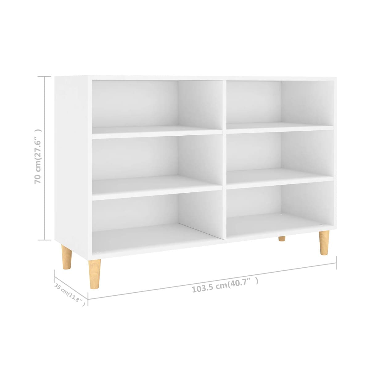 Aparador Margot 6 módulos diseño minimalista blanco 70x103,5x35 cm medidas