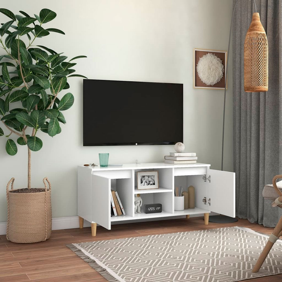 Mueble bajo de TV Kapa 2 puertas + 2 estantes blanco 50x103,5x35 cm 3
