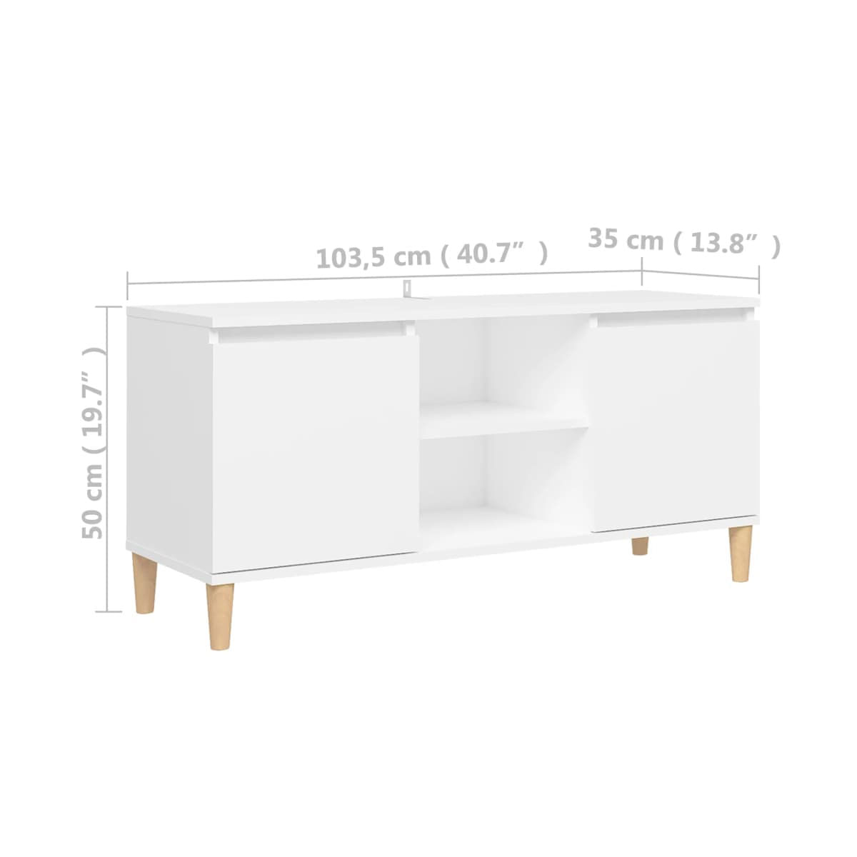 Mueble bajo de TV Kapa 2 puertas + 2 estantes blanco 50x103,5x35 cm medidas