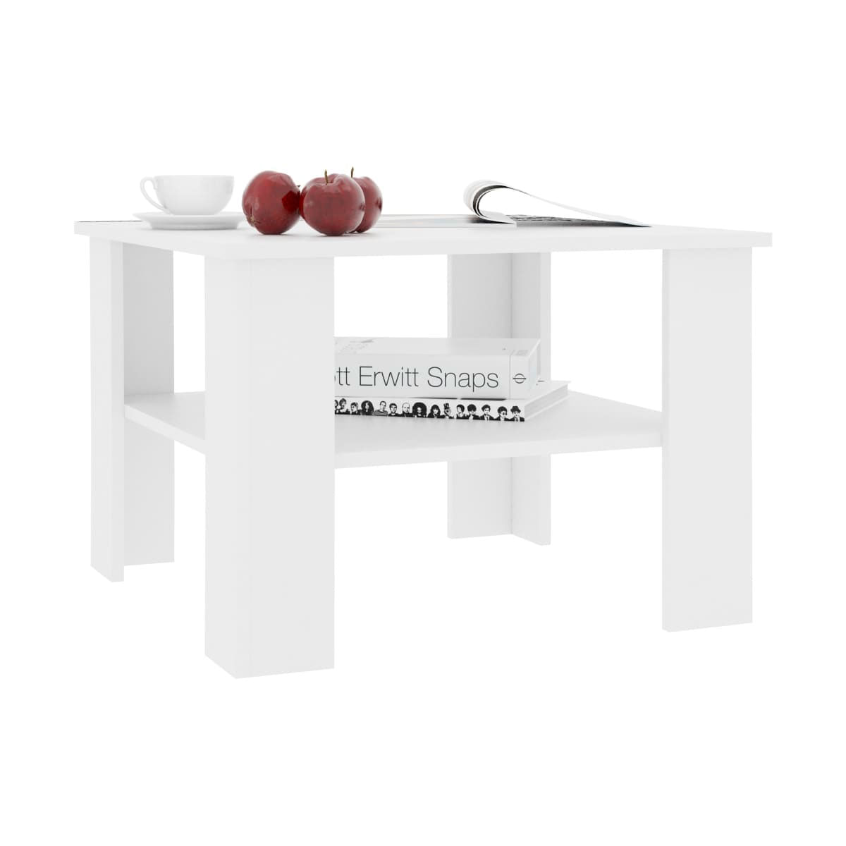 Mesa de centro Joe 1 estante inferior blanco 42x60x60 cm 3