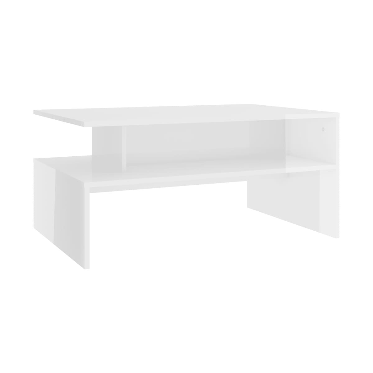 Mesa de centro Lis rectangular diseño irregular blanco brillo 42,5x90x60 cm 2
