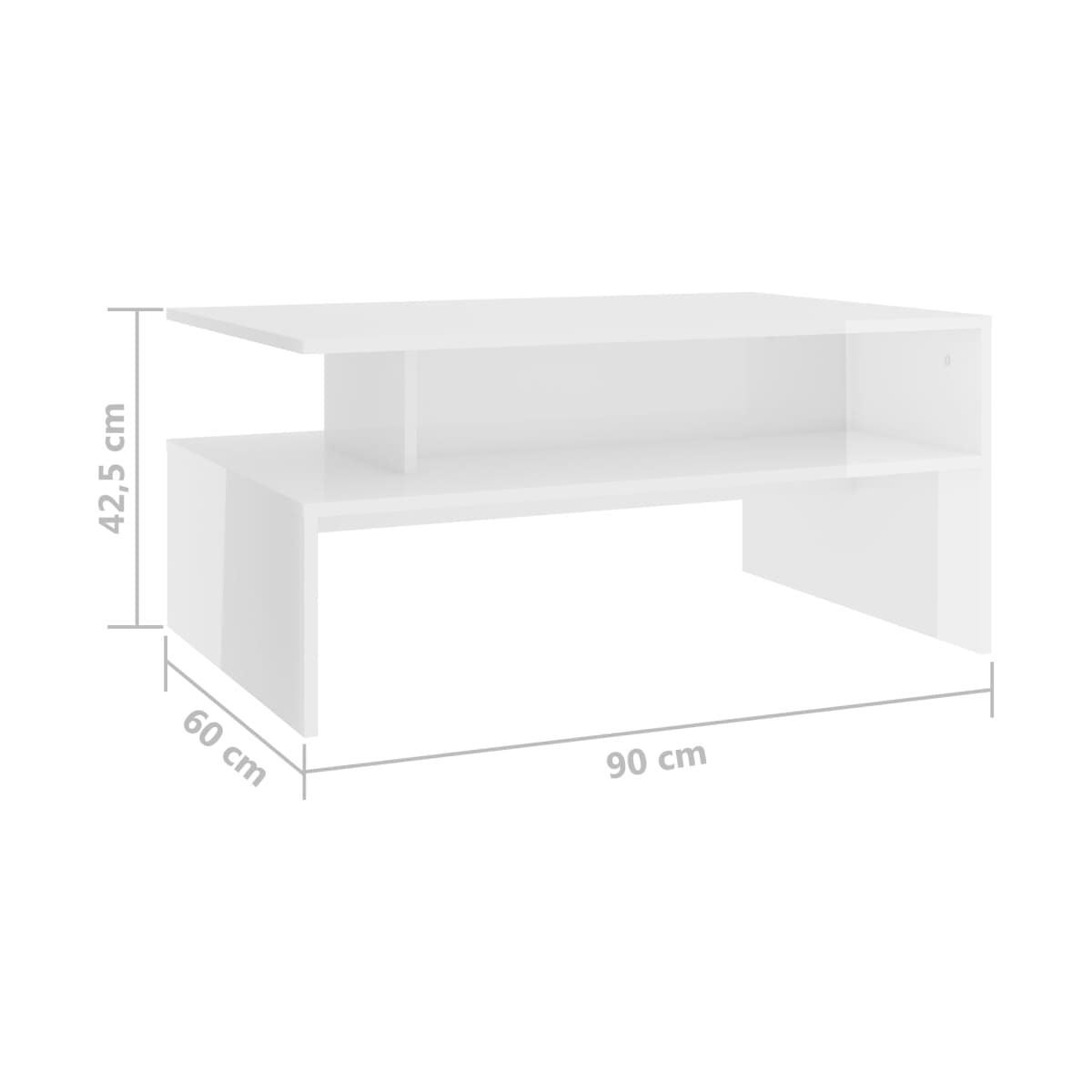 Mesa de centro Lis rectangular diseño irregular blanco brillo 42,5x90x60 cm 4