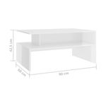 Mesa de centro Lis rectangular diseño irregular blanco brillo 42,5x90x60 cm 4