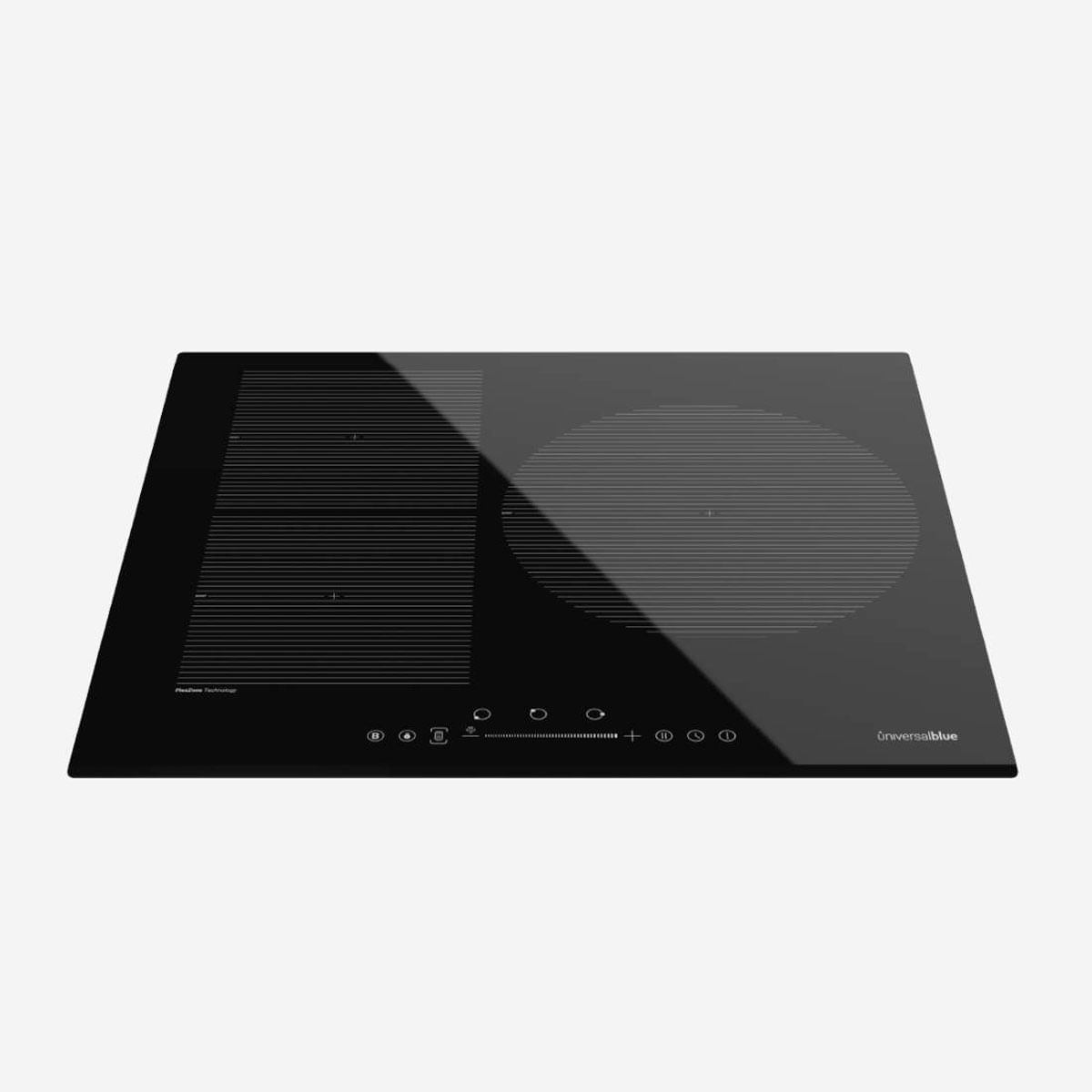 Placa de inducción Meissa Flex 6070BF Universal Blue 6000W 3 zonas + zona flexible negro 59 cm 2