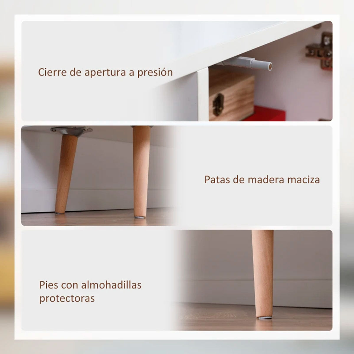 Mueble bajo de TV Kuita Homcom 2 módulos + 1 puerta blanco/madera 50x110x40 cm 5