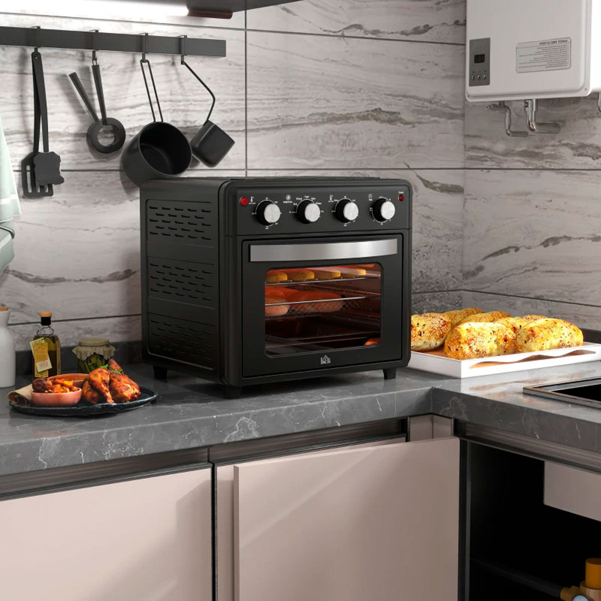 Horno de sobremesa Salsa Homcom 1600W 30L 7 funciones negro 2