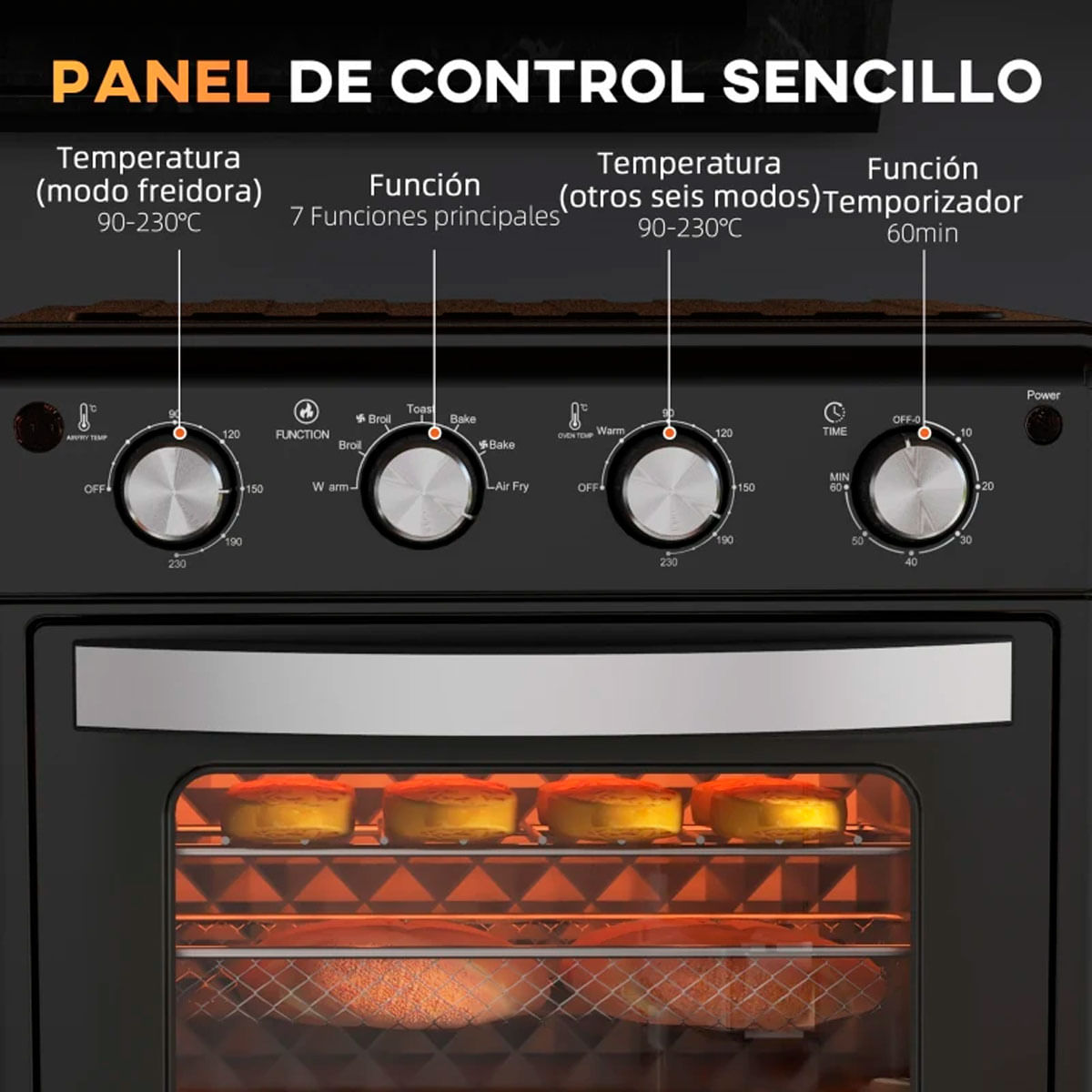 Horno de sobremesa Salsa Homcom 1600W 30L 7 funciones negro 6