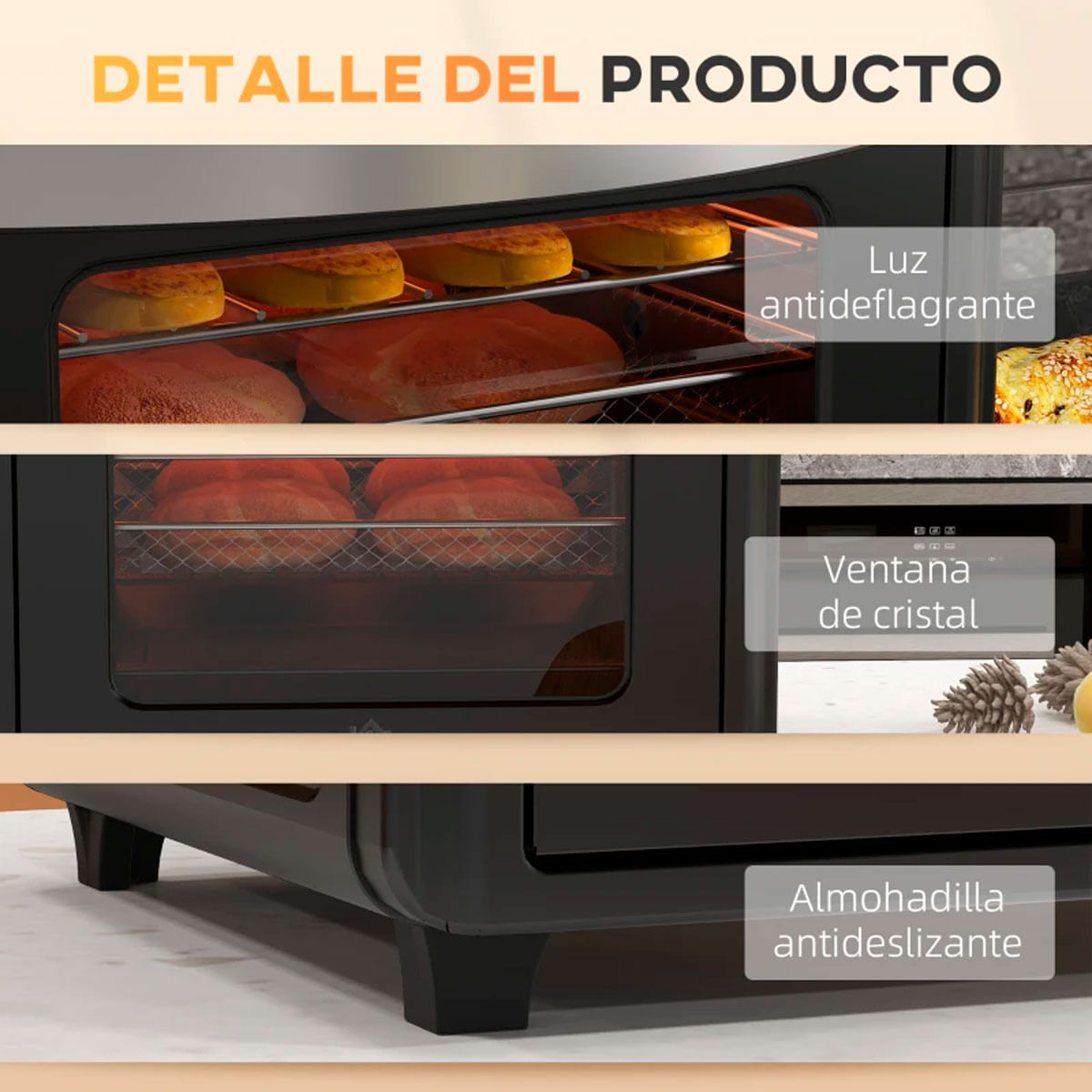 Horno de sobremesa Salsa Homcom 1600W 30L 7 funciones negro 7