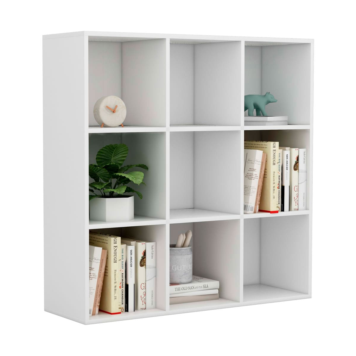 Estantería Tampere 9 módulos diseño minimalista blanco 98x98x30 cm 4