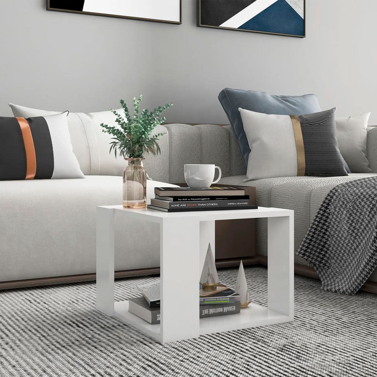 Mesa de centro Kubo estante inferior blanco 30x40x40 cm