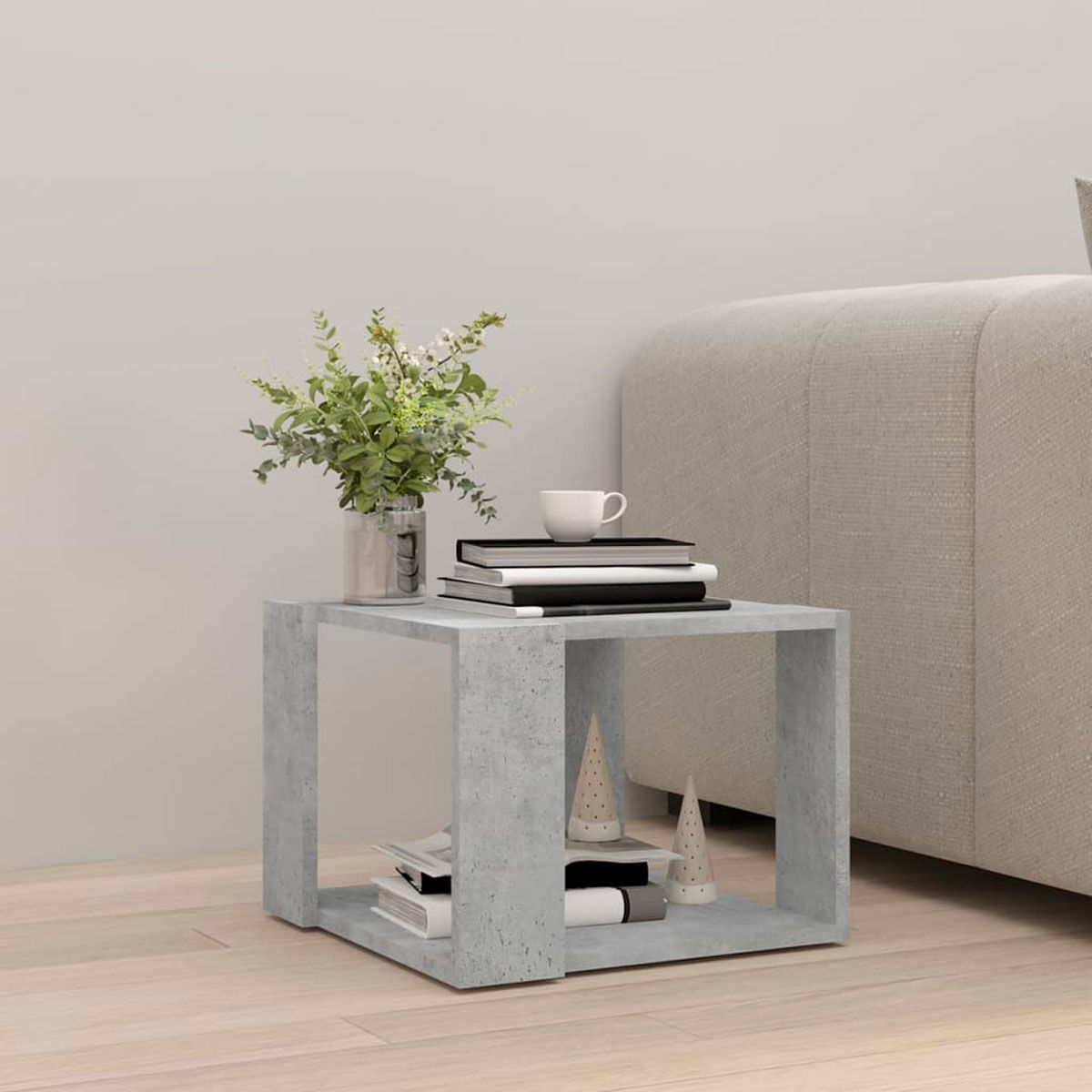 Mesa de centro Kubo estante inferior gris hormigón 30x40x40 cm 3