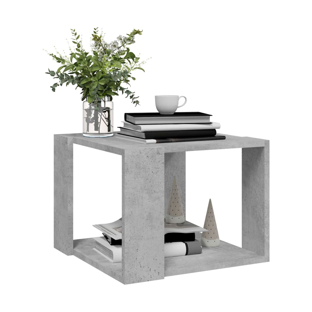Mesa de centro Kubo estante inferior gris hormigón 30x40x40 cm 4
