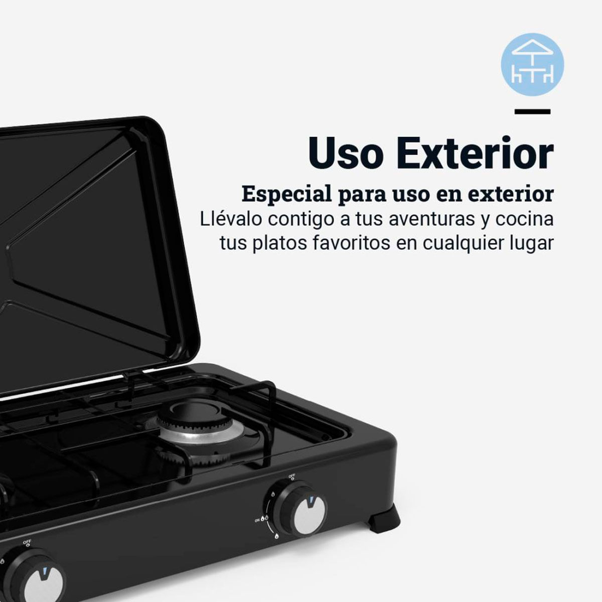 Hornillo de gas portátil Lava Adventure 6002 Universal Blue 4400W 2 fuegos negro 4