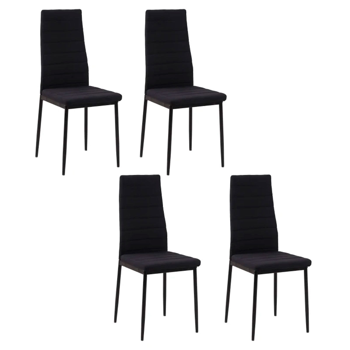 Pack de 4 sillas de comedor Olvera Homcom tapizado lino negro 97x41x50 cm 2