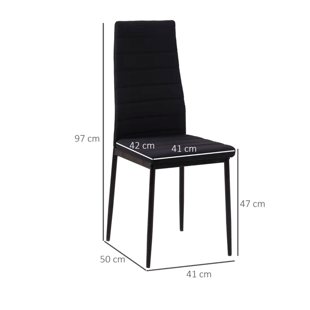 Pack de 4 sillas de comedor Olvera Homcom tapizado lino negro 97x41x50 cm medidas