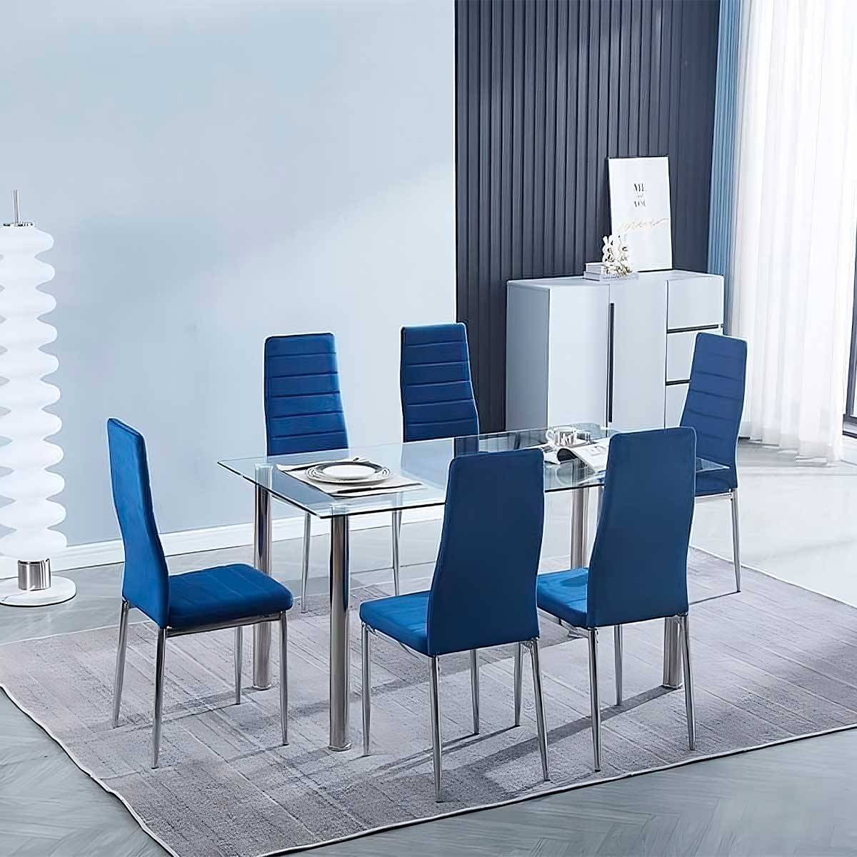 Silla comedor Avatar velvet azul 98x41x52 cm 2