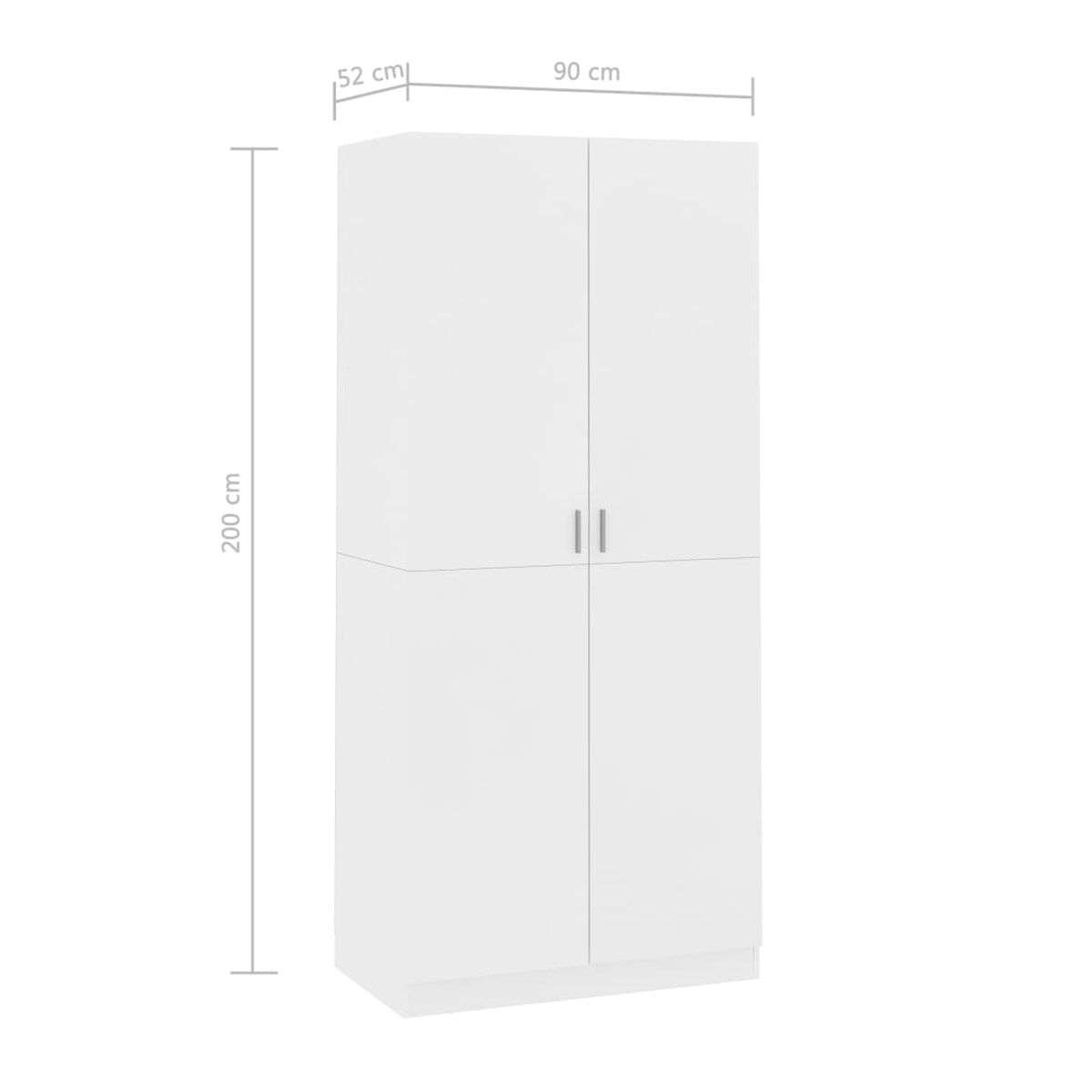 Armario Príncipe 2 puertas diseño minimalista blanco 90x200x52 cm medidas