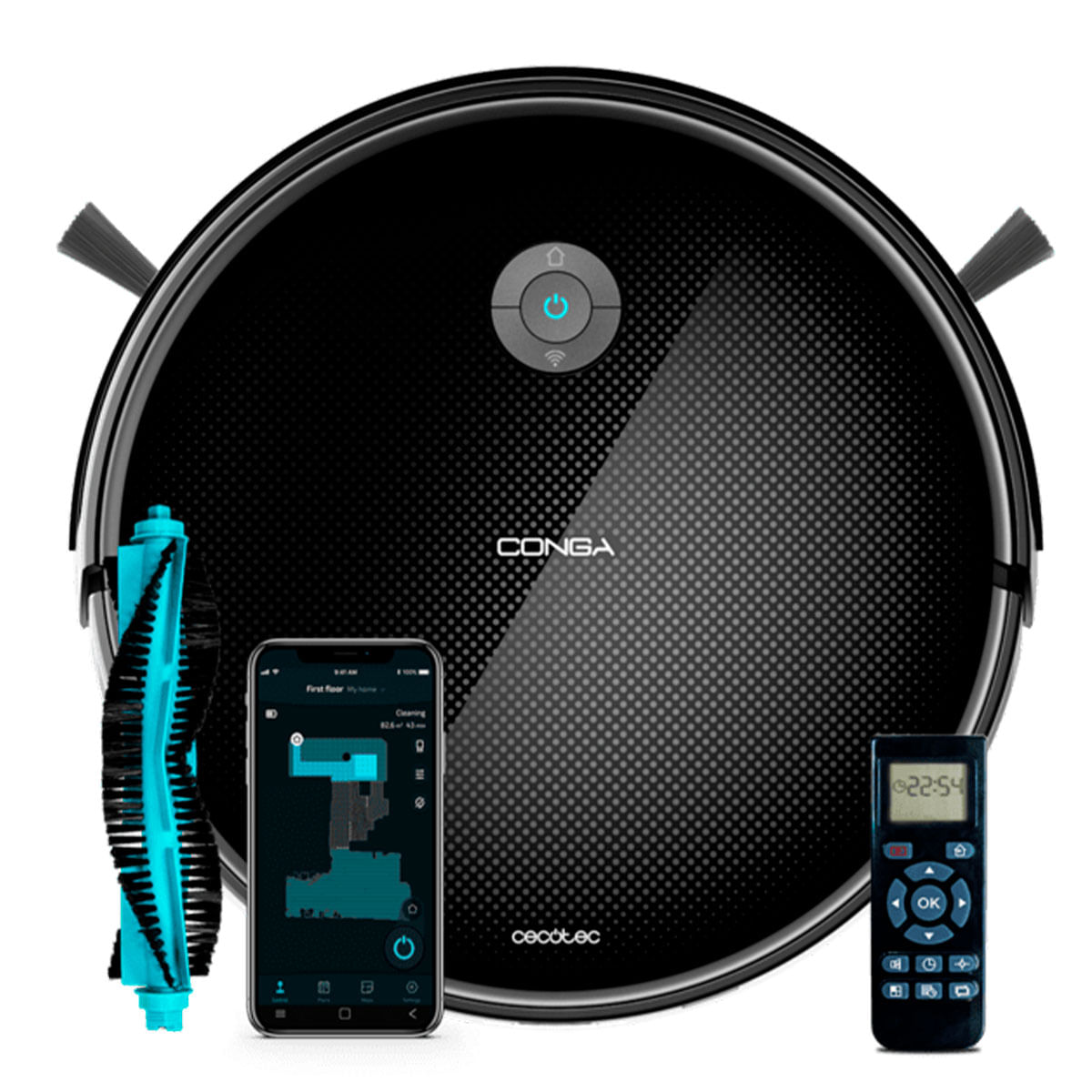 Robot aspirador Cecotec Conga Connected Gyro 2100Pa 3 en 1 WiFi negro