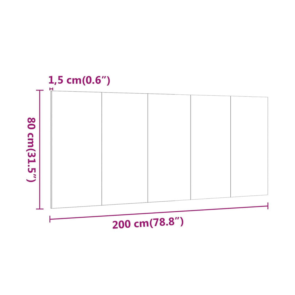 Cabecero Turner diseño minimalista blanco brillo 200 cm medidas