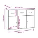 Aparador Bonnie 3 cajones + 3 puertas natural 75x100x40 cm medidas