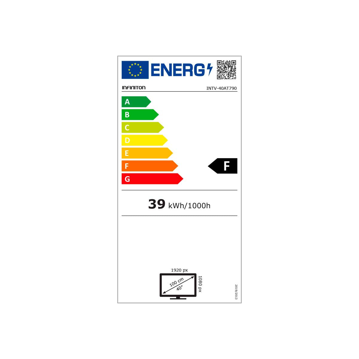 Televisor Smart TV Infiniton INTV-40AT790 40’' Full HD LED Android TV F negro eficiencia-energetica
