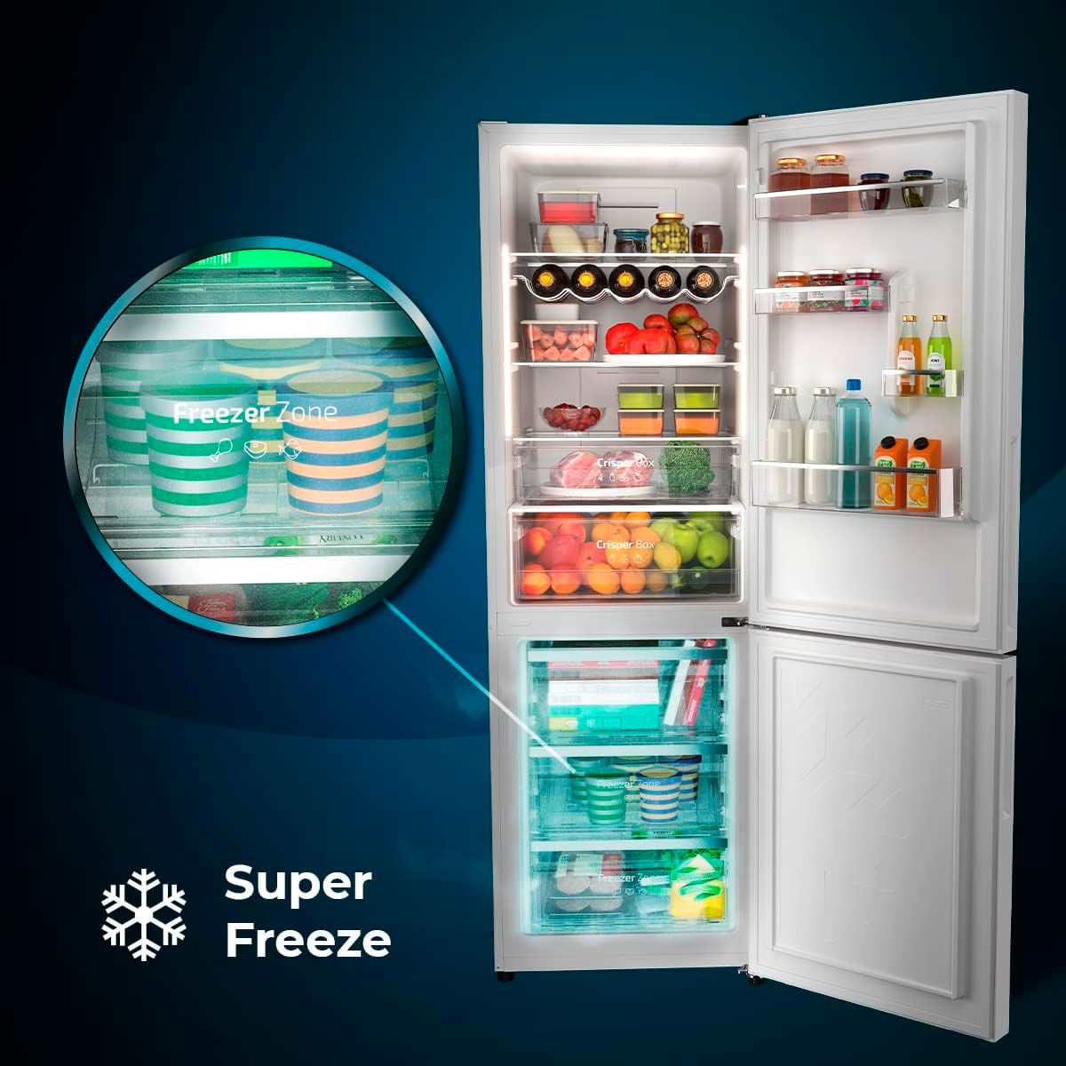 Frigorífico combi Cecotec Bolero CoolMarket Combi 322 Glass D Total No Frost 322L Multi Air Flow D blanco 185,5 cm 7