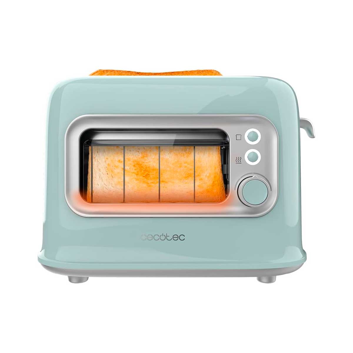 Cecotec Tostadora Vertical 2 Ranuras Anchas RetroVision Blue. 700 W en 5 Niveles, 2 Rebanadas de