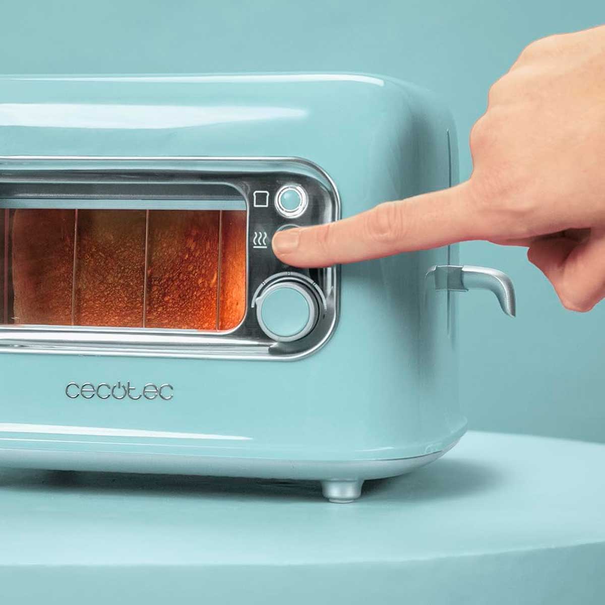 Tostador Cecotec RetroVision 700W diseño retro con ventana azul 6