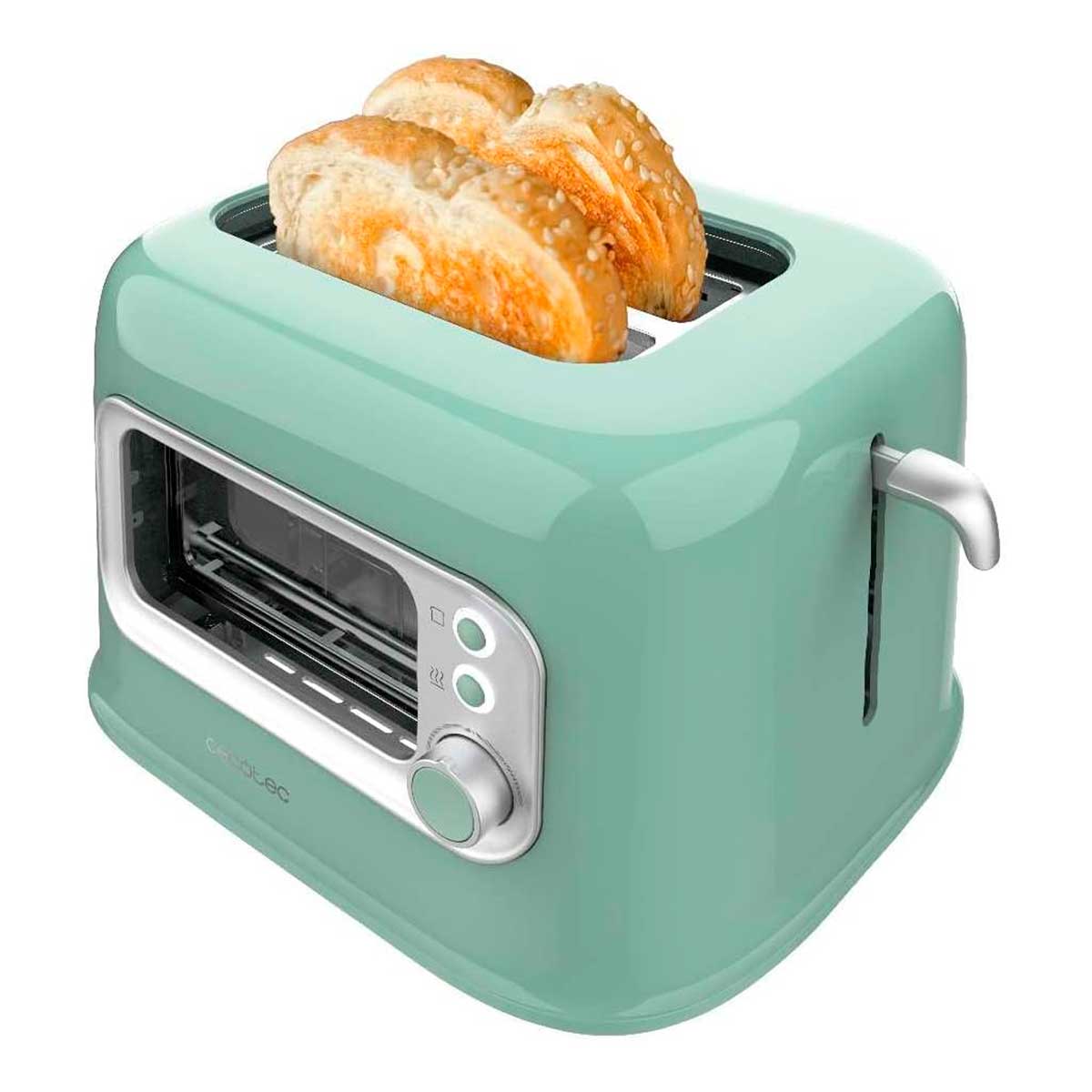 Tostador Cecotec RetroVision 700W diseño retro con ventana verde 2