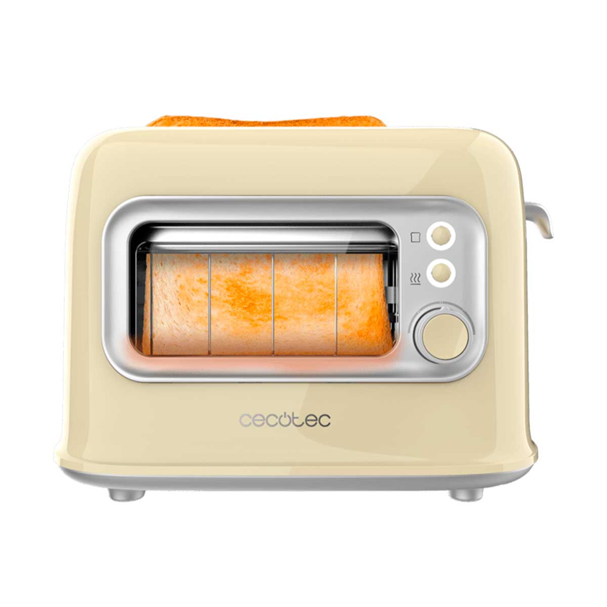 Tostador Cecotec RetroVision 700W diseño retro con ventana amarillo 3