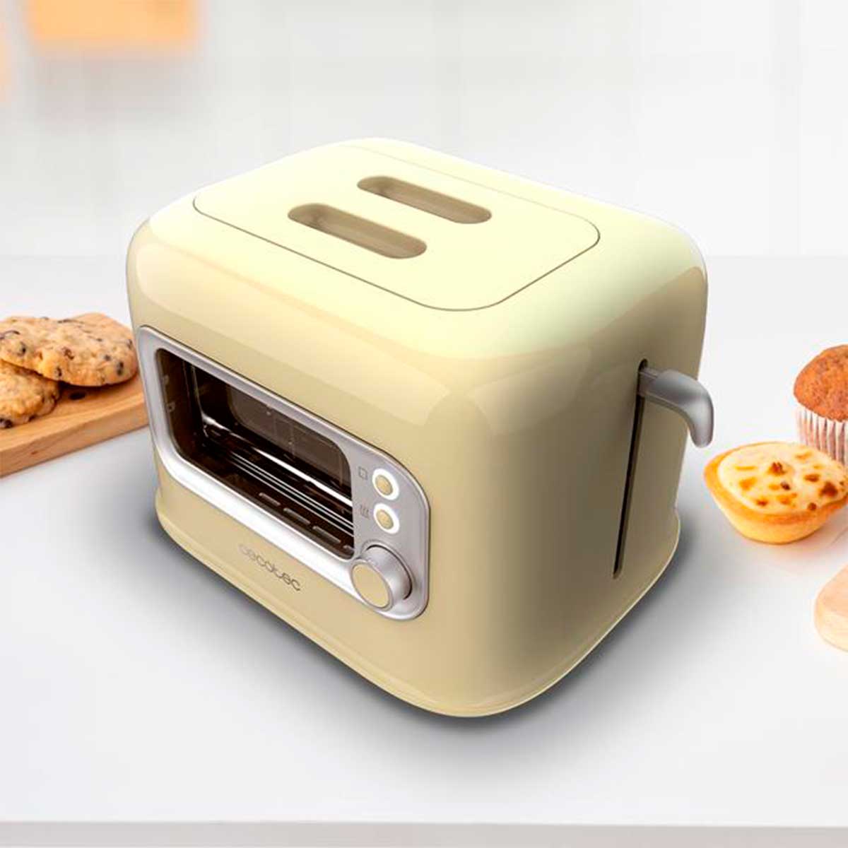 Tostador Cecotec RetroVision 700W diseño retro con ventana amarillo 6