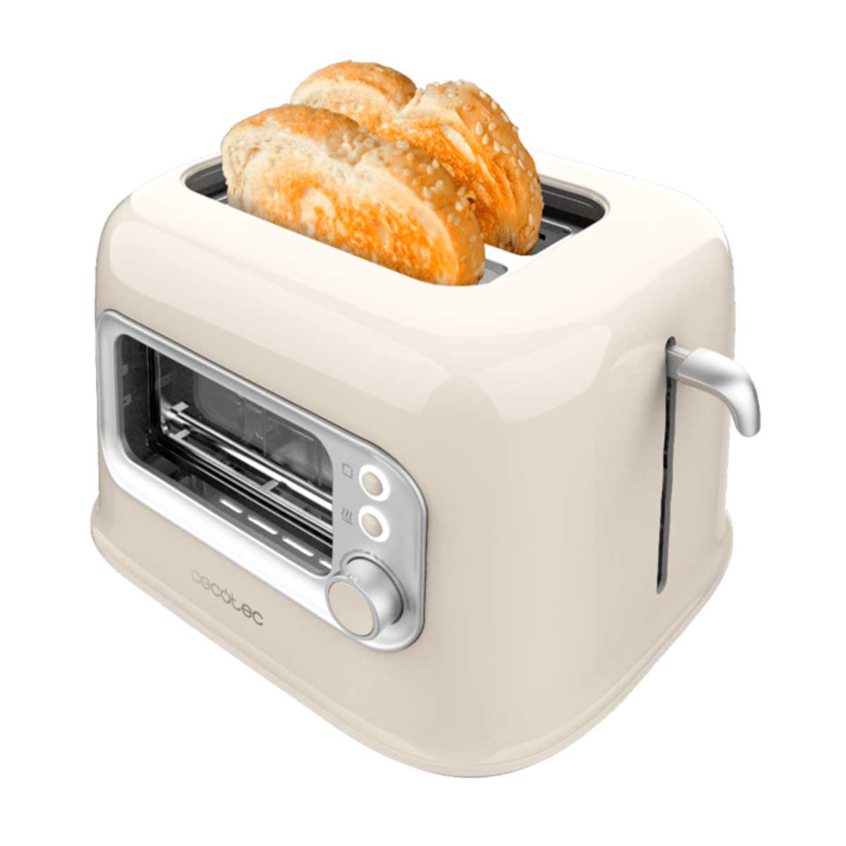 Tostador Cecotec RetroVision 700W diseño retro con ventana beige 2