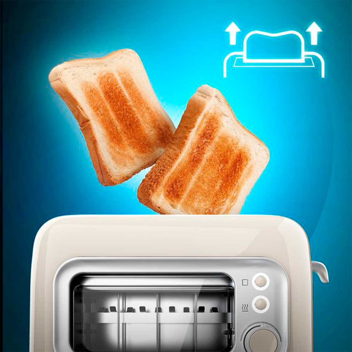 Tostador Cecotec RetroVision 700W diseño retro con ventana beige 4