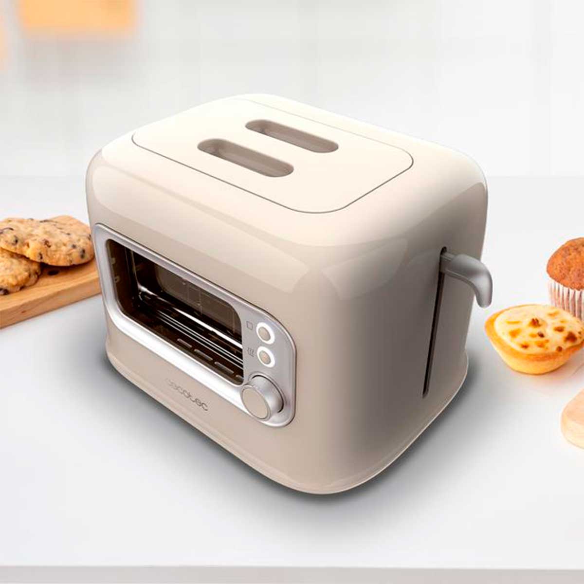 Tostador Cecotec RetroVision 700W diseño retro con ventana beige 6